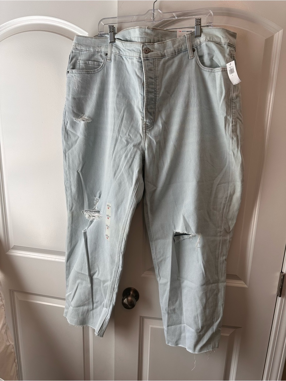 Old Navy Pale Blue Ripped Cropped Jeans
